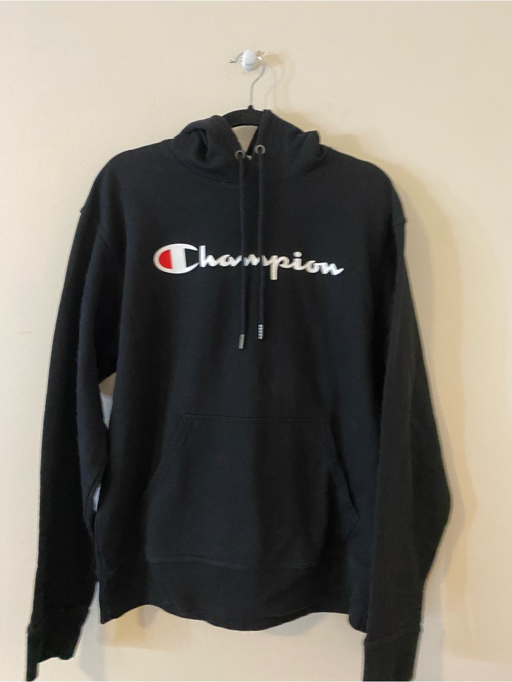 Champion Black cotton blend Crewneck Hoodie with Script Logo Médium